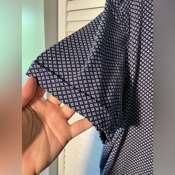 California Shirt Co Short Sleeve Button Down Shirt Blouse Blue White Size Large - Picture 7 of 11